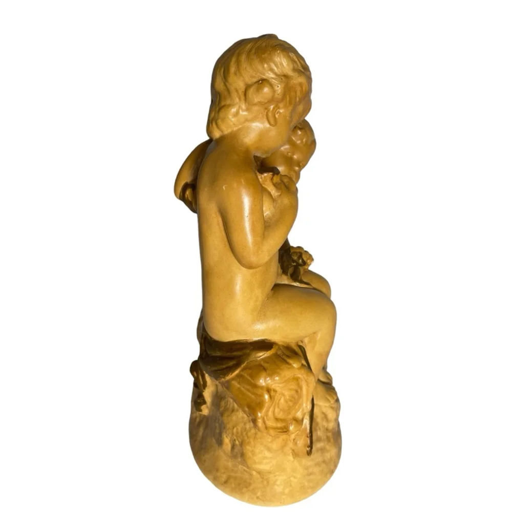 REPAIRED Boy & Girl Young kids statue Italian Terracotta? Ceramic? Cherub
